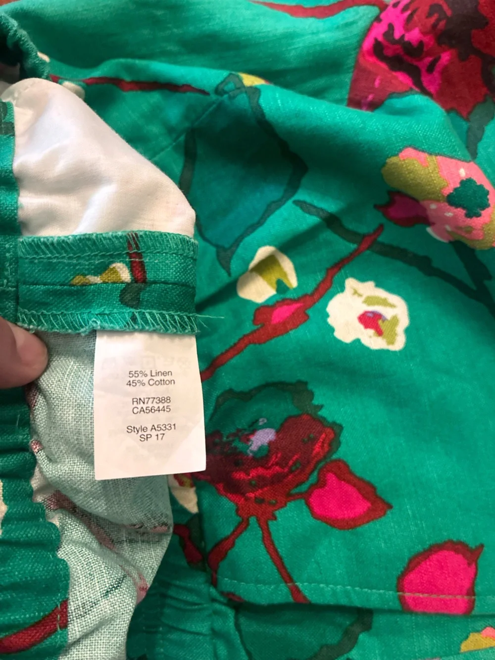 J. CREW FACTORY Kelly Green Linen Floral Boardwalk Shorts, Size 2.